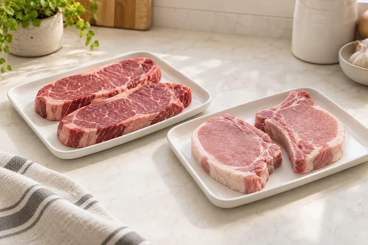 AI-generated representative image—not the recalled package of Raw pork, beef and goat