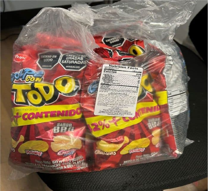 Official recall image of Golpe Con Todo Sabor BBQ mixed chips with pork cracklings