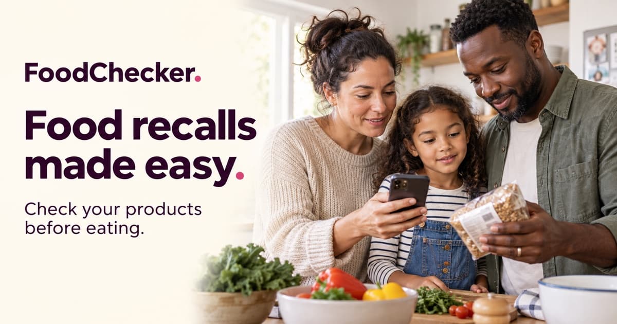 A diverse family checking a packaged food together with FoodChecker