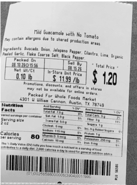 Whole Foods Market Mild Guacamole Dip No Tomatoes package
